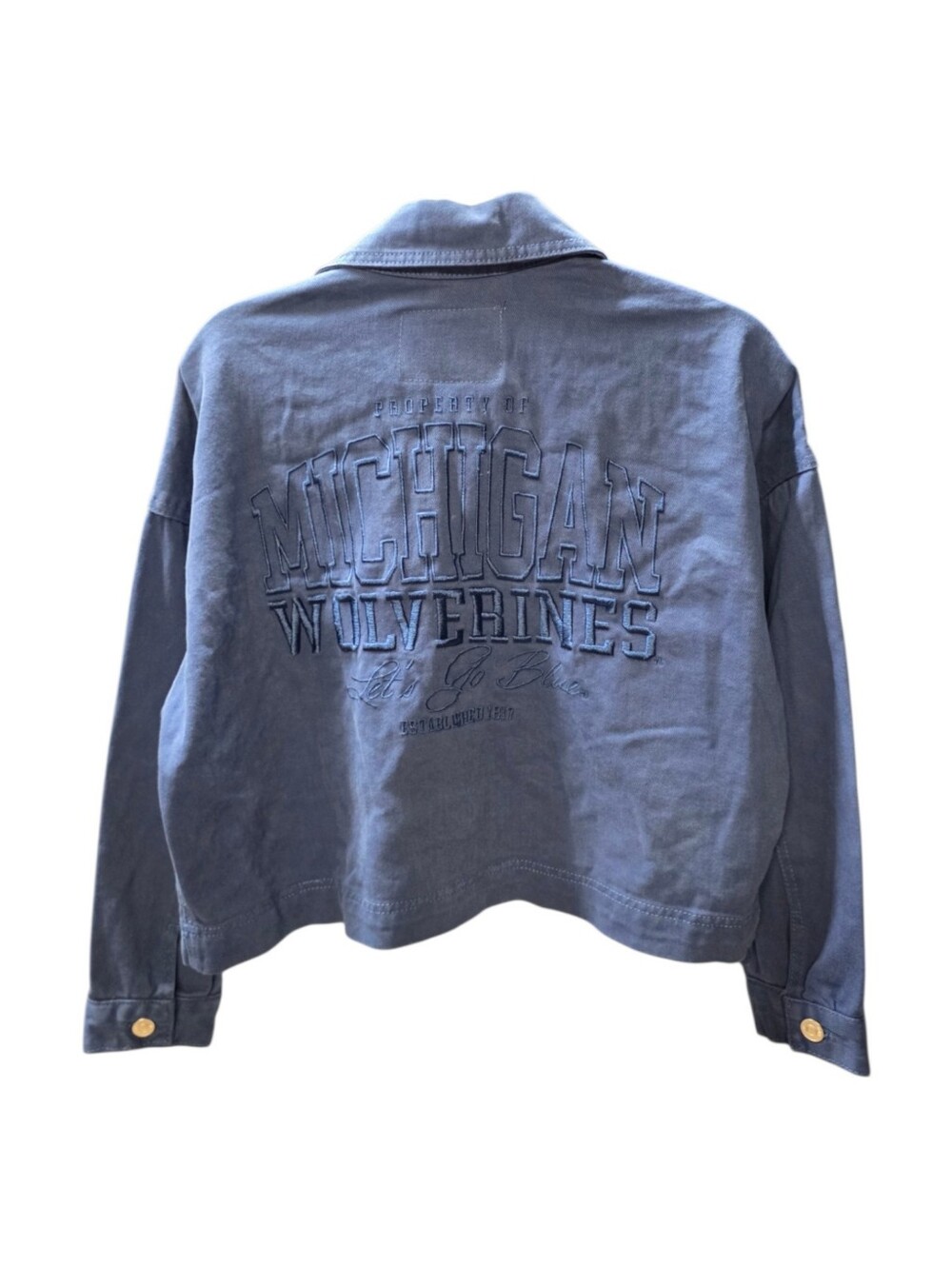 Gameday Social Navy Michigan Wolverines Full-Button Cropped Shacket